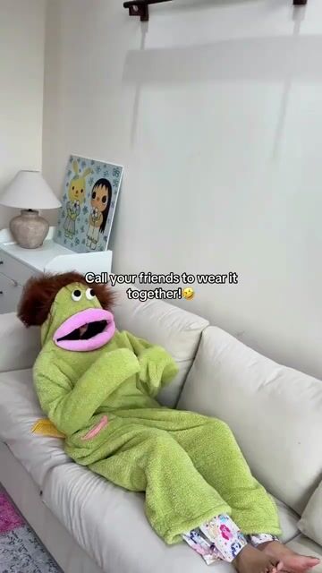 Funny Big Mouth Monster Onesie Pajamas with Large Comb – Oversized Plush Fleece Hooded One Piece for Sleep & Party
