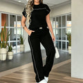 ⏰🔥🔥 Limited-time sale: Women's casual short-sleeve top and wide-leg pants set.