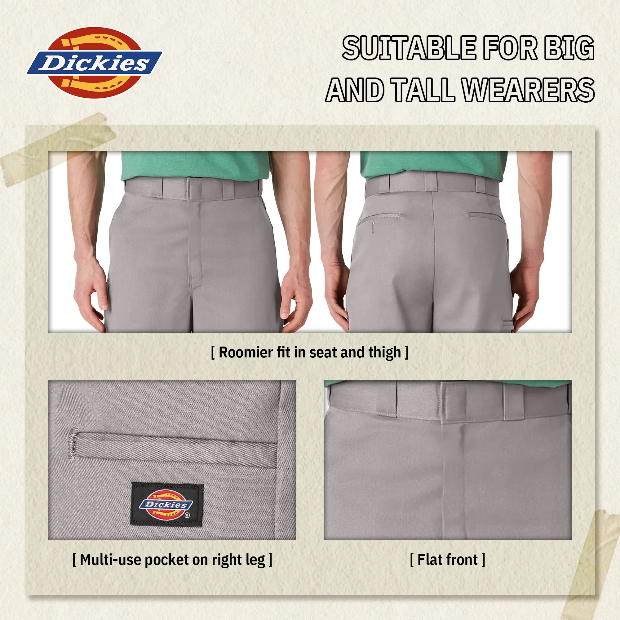 Dickies Men's Loose Fit Flat Front Work Shorts - 13"