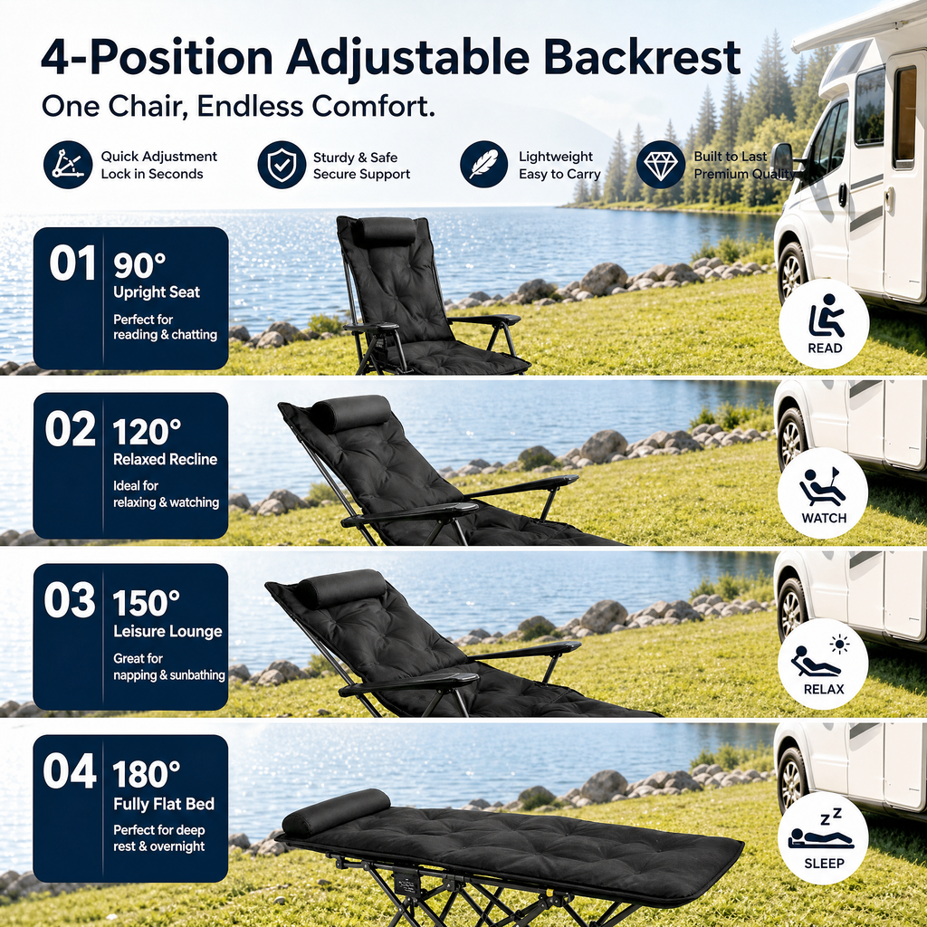 🪑  Portable, adjustable folding chair for outdoor use—lightweight, sturdy, and versatile—perfect for the garden, camping, the beach, or the patio—easy to carry and set up 🏕️✨